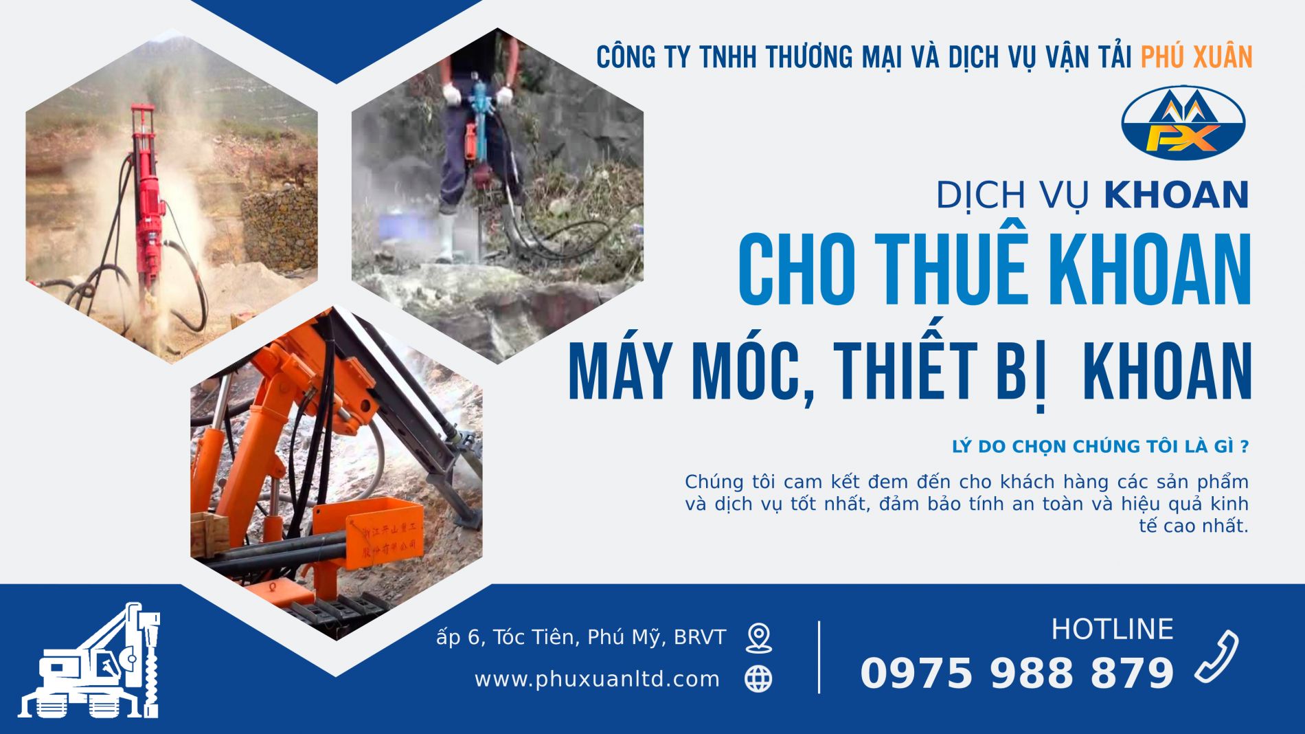 Dịch vụ khoan đá, cho thuê máy khoan, giàn khoan, cho thuê máy xúc, cho thuê búa đập đá... trong khai thác mỏ