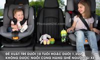 Trẻ dưới 10 tuổi hoặc dưới 1,35 mét không được ngồi bên hàng ghế phụ